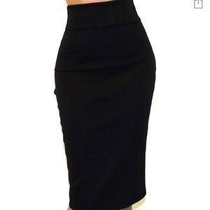 Black pencil high waisted skirt